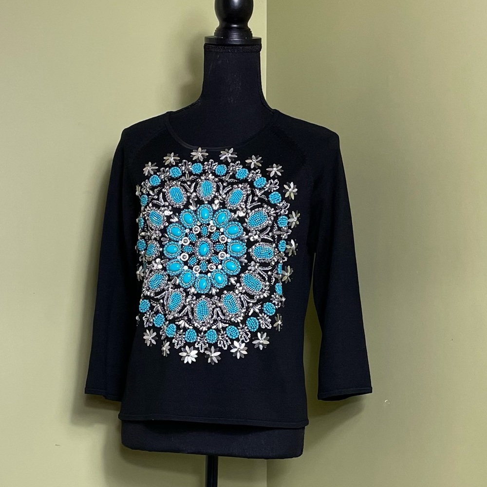 Adorable! need a smaller size.This runs large Michael Simon Spun Silk sweater.